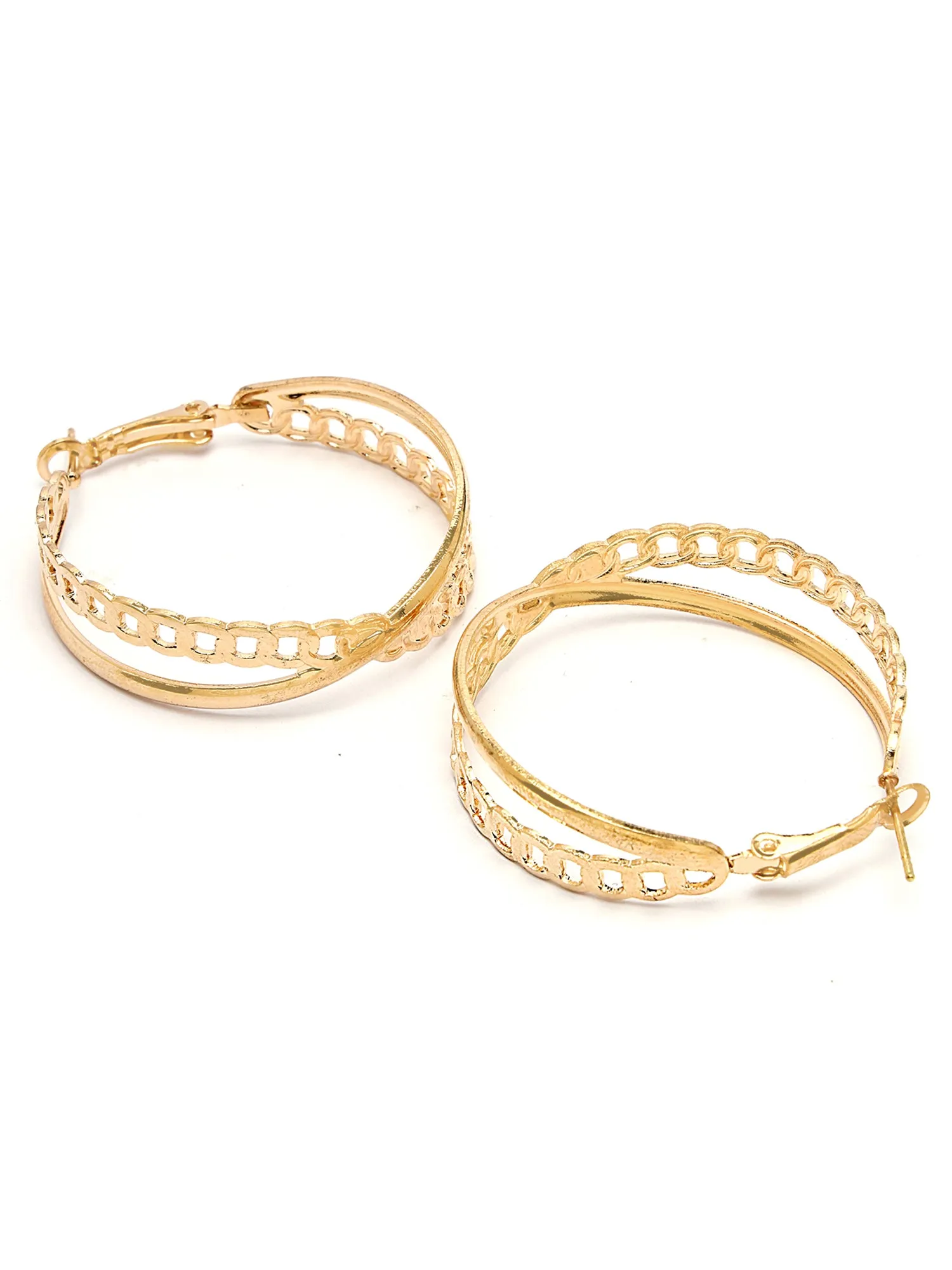 Bohey by KARATCART Gold Plated Curved Chain Infinity Hoop Earrings for Women