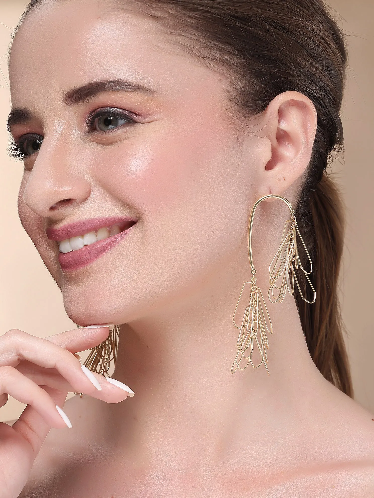 Bohey by KARATCART Gold Plated Floral Drop Earrings for Women