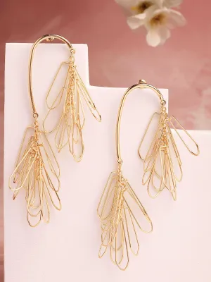 Bohey by KARATCART Gold Plated Floral Drop Earrings for Women