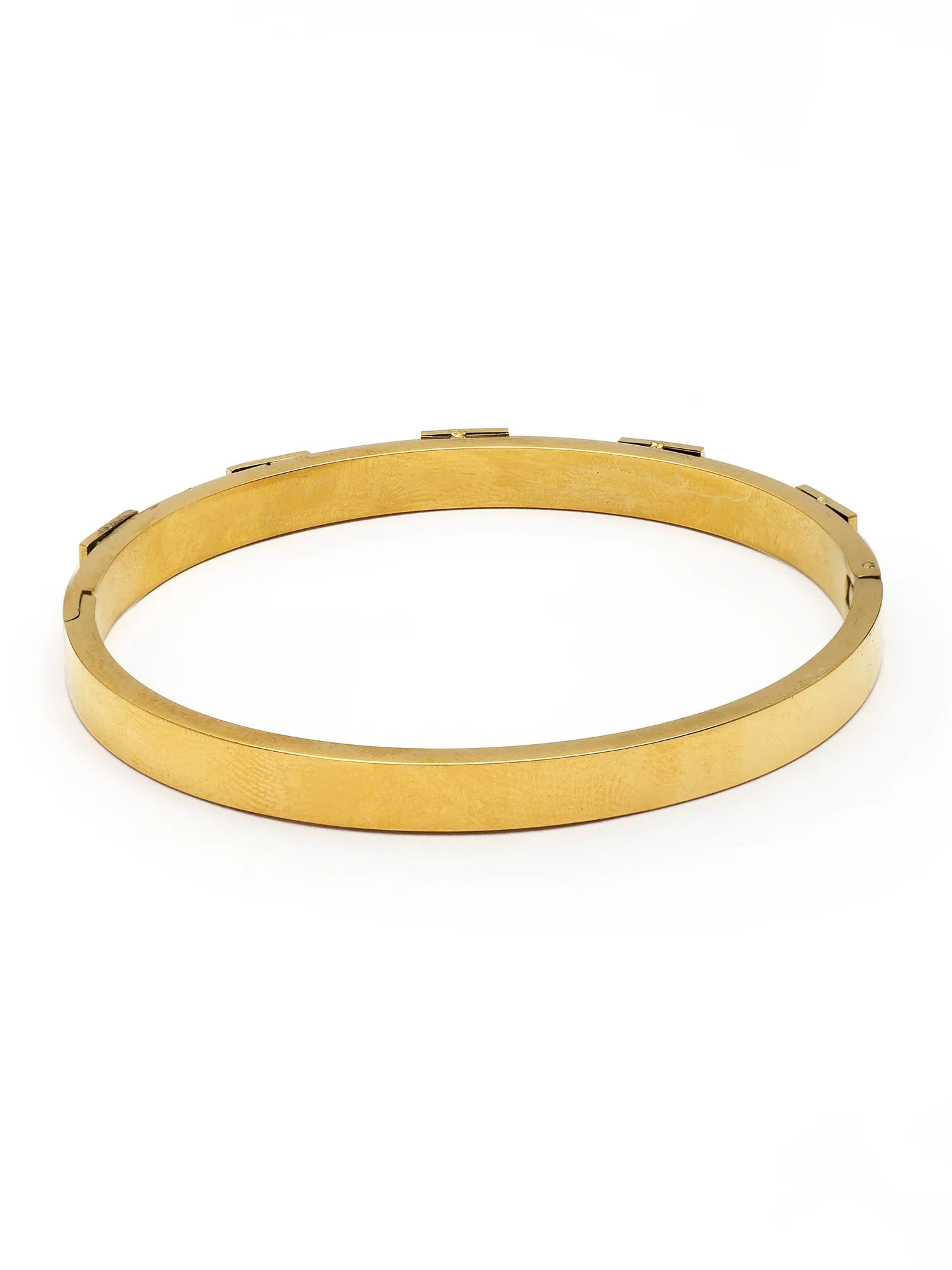 Bohey by KARATCART Gold-Plated Green Cubic Zirconia Studded Bangle-Style Bracelet for Women