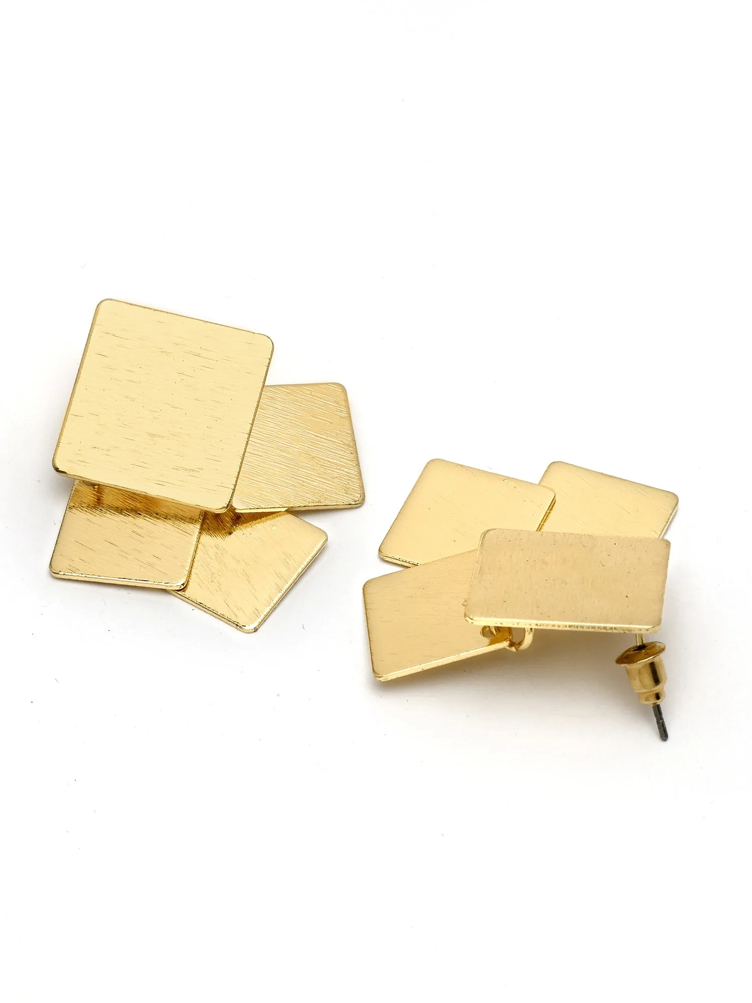 Bohey by KARATCART Gold Plated Square Drop Earrings for Women