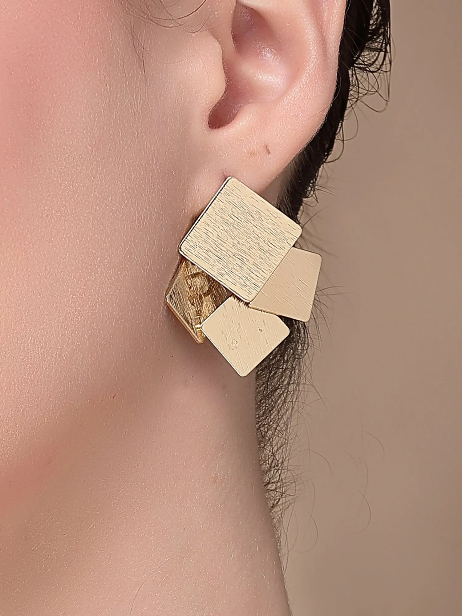 Bohey by KARATCART Gold Plated Square Drop Earrings for Women