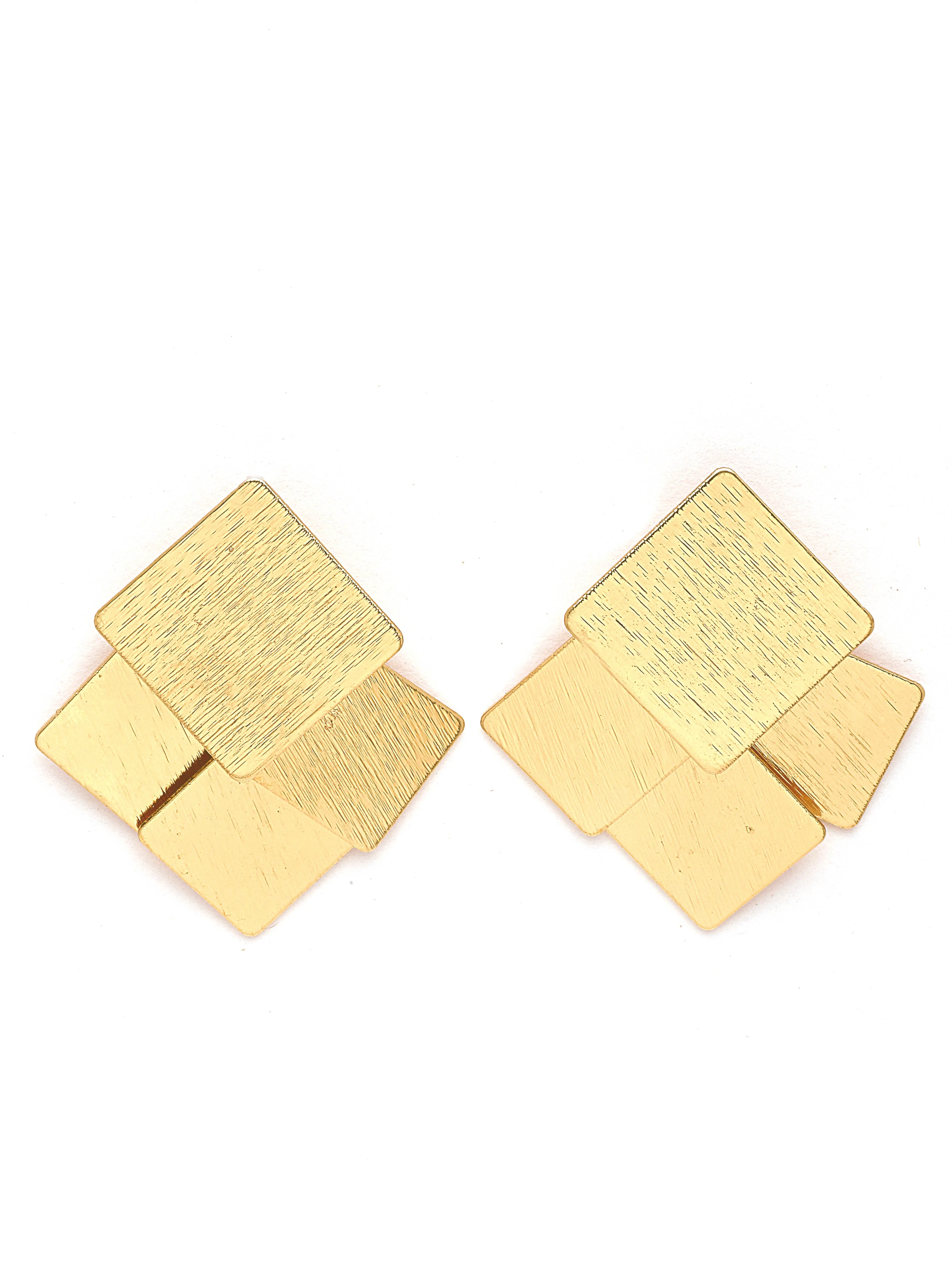 Bohey by KARATCART Gold Plated Square Drop Earrings for Women