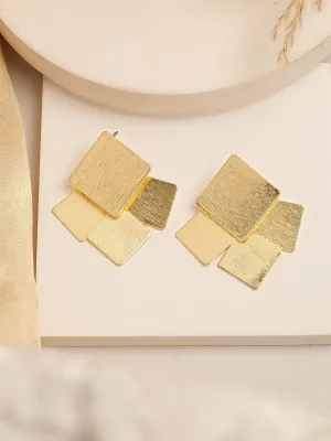 Bohey by KARATCART Gold Plated Square Drop Earrings for Women
