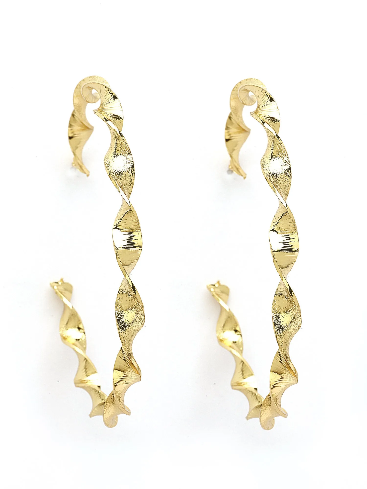 Bohey by KARATCART Gold Plated Twisted Hoop Earrings for Women