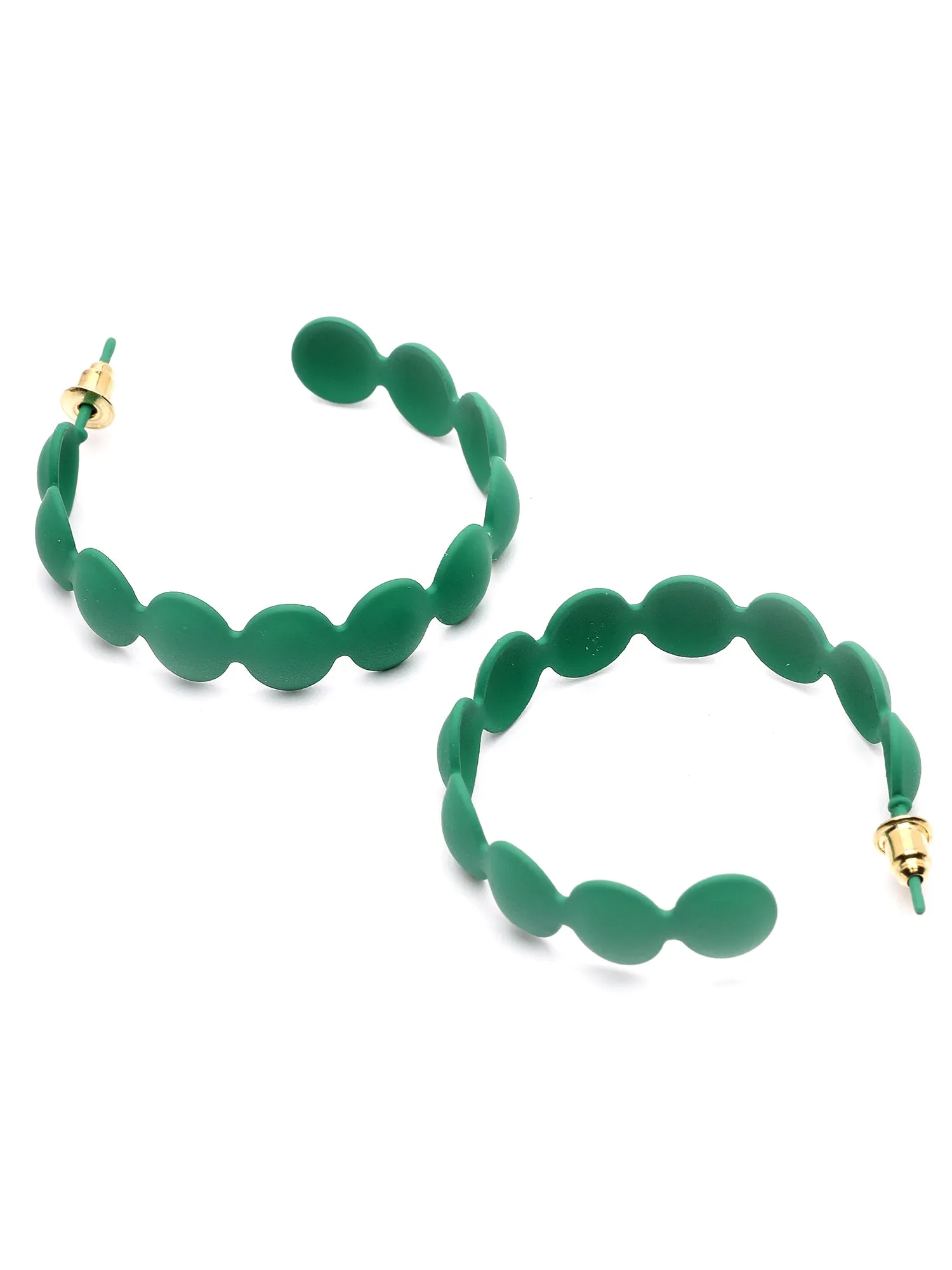 Bohey by KARATCART Green Contemporary Half Hoop Earrings