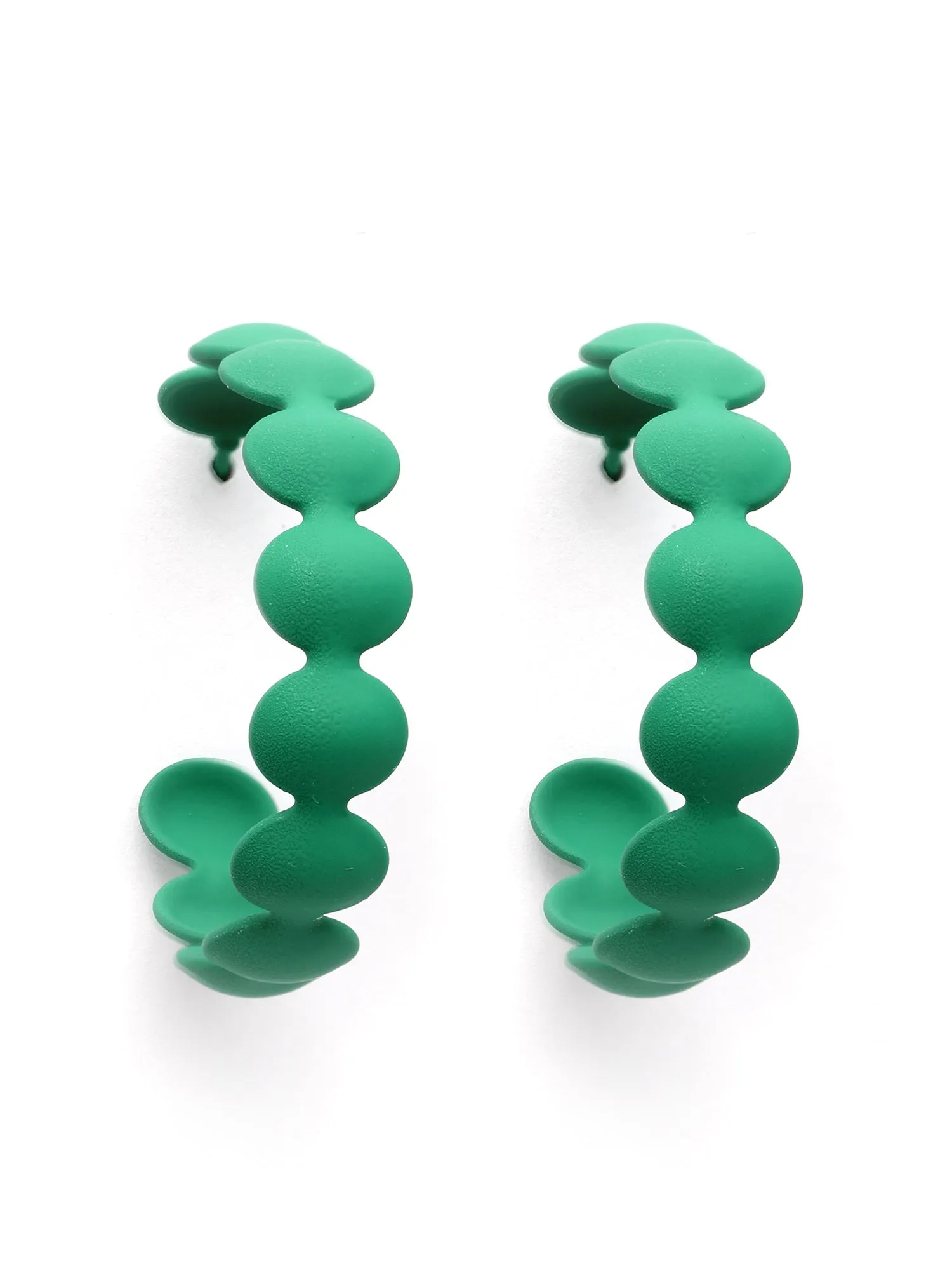 Bohey by KARATCART Green Contemporary Half Hoop Earrings