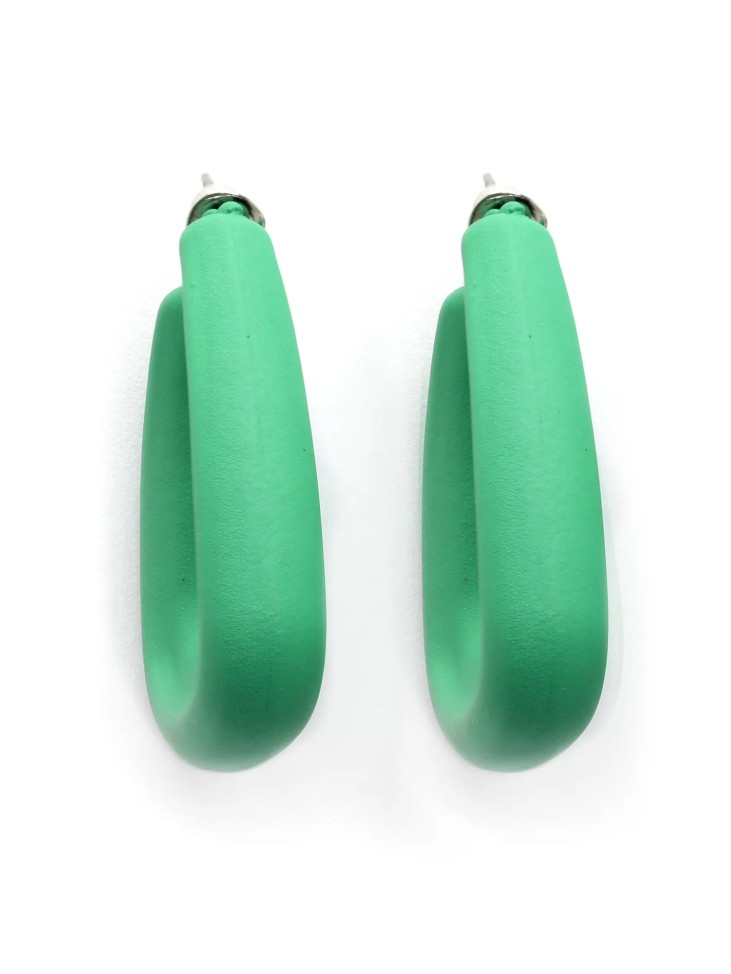 Bohey by KARATCART Green Half Hoop Earrings for Women