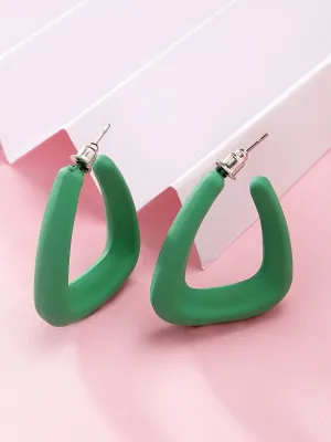 Bohey by KARATCART Green Half Hoop Earrings for Women