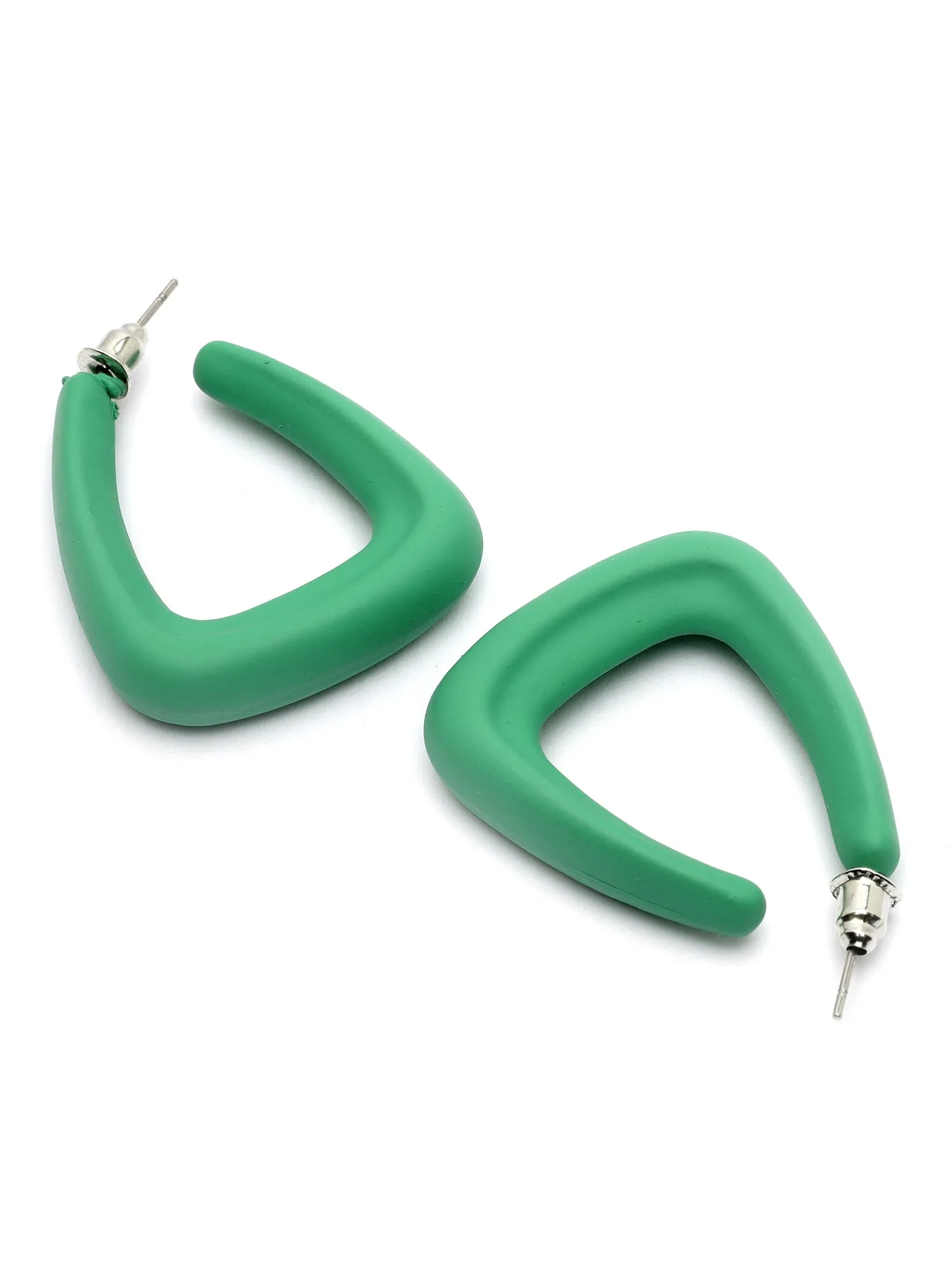 Bohey by KARATCART Green Half Hoop Earrings for Women