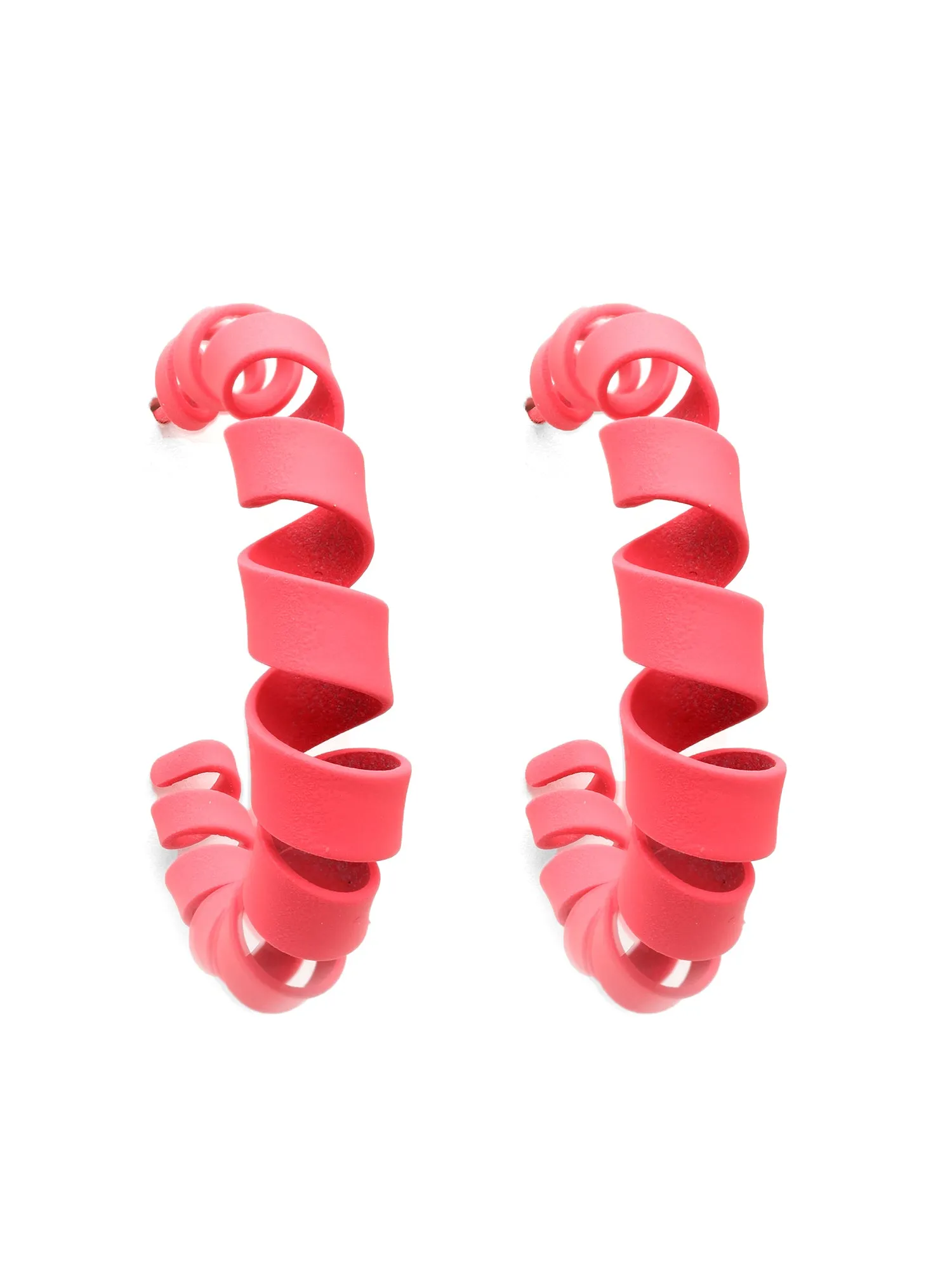 Bohey by KARATCART Pink Spiral Half Hoop Earrings for Women