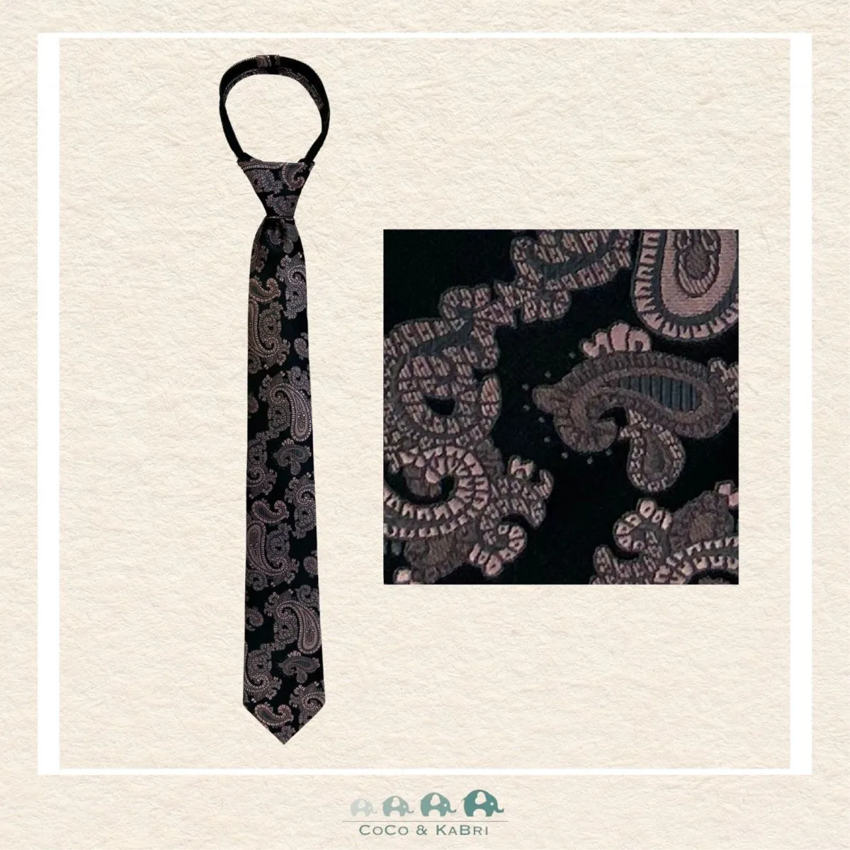 Boys Zipper Tie - Blush Paisley 14"