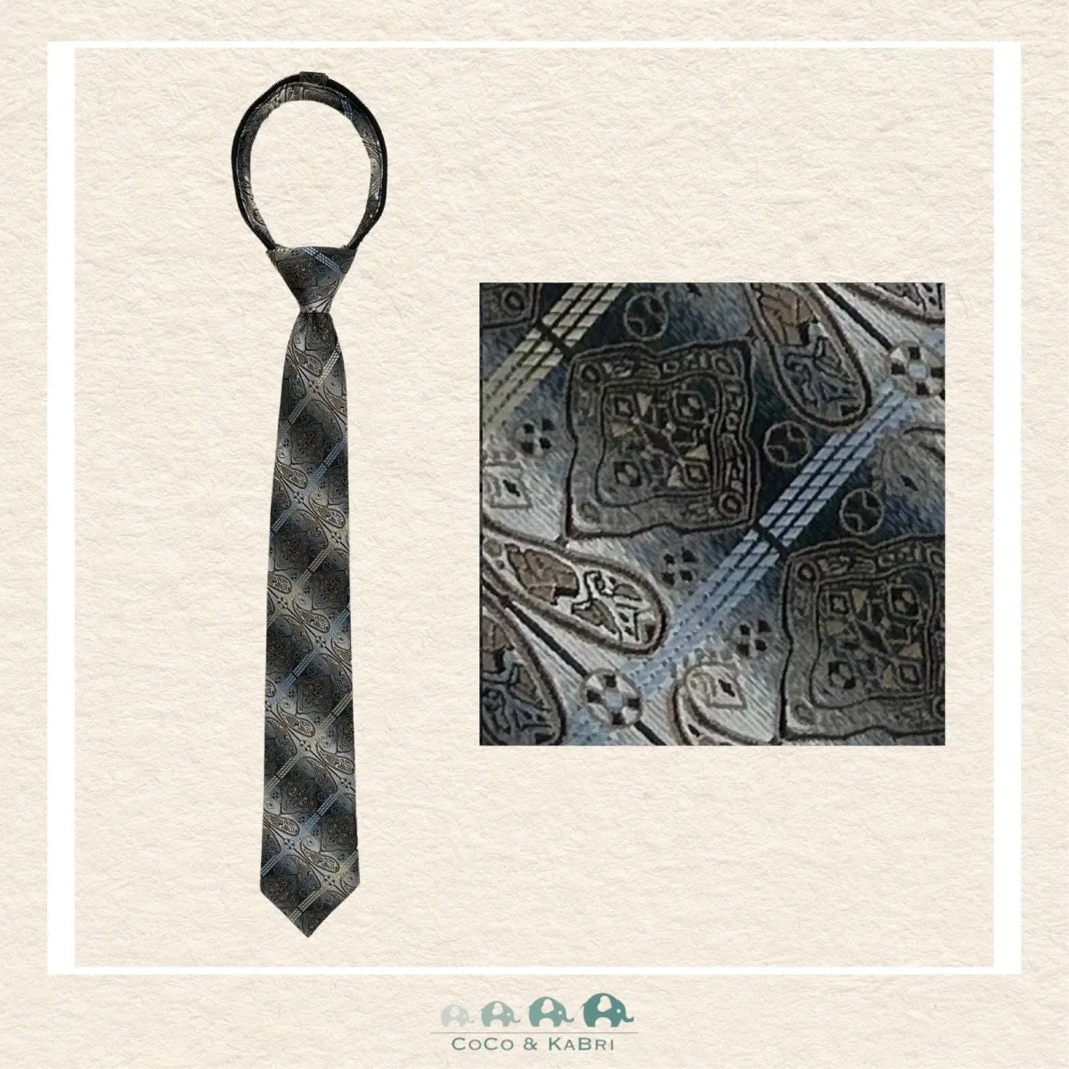 Boys Zipper Tie - Brown/Blue 14"