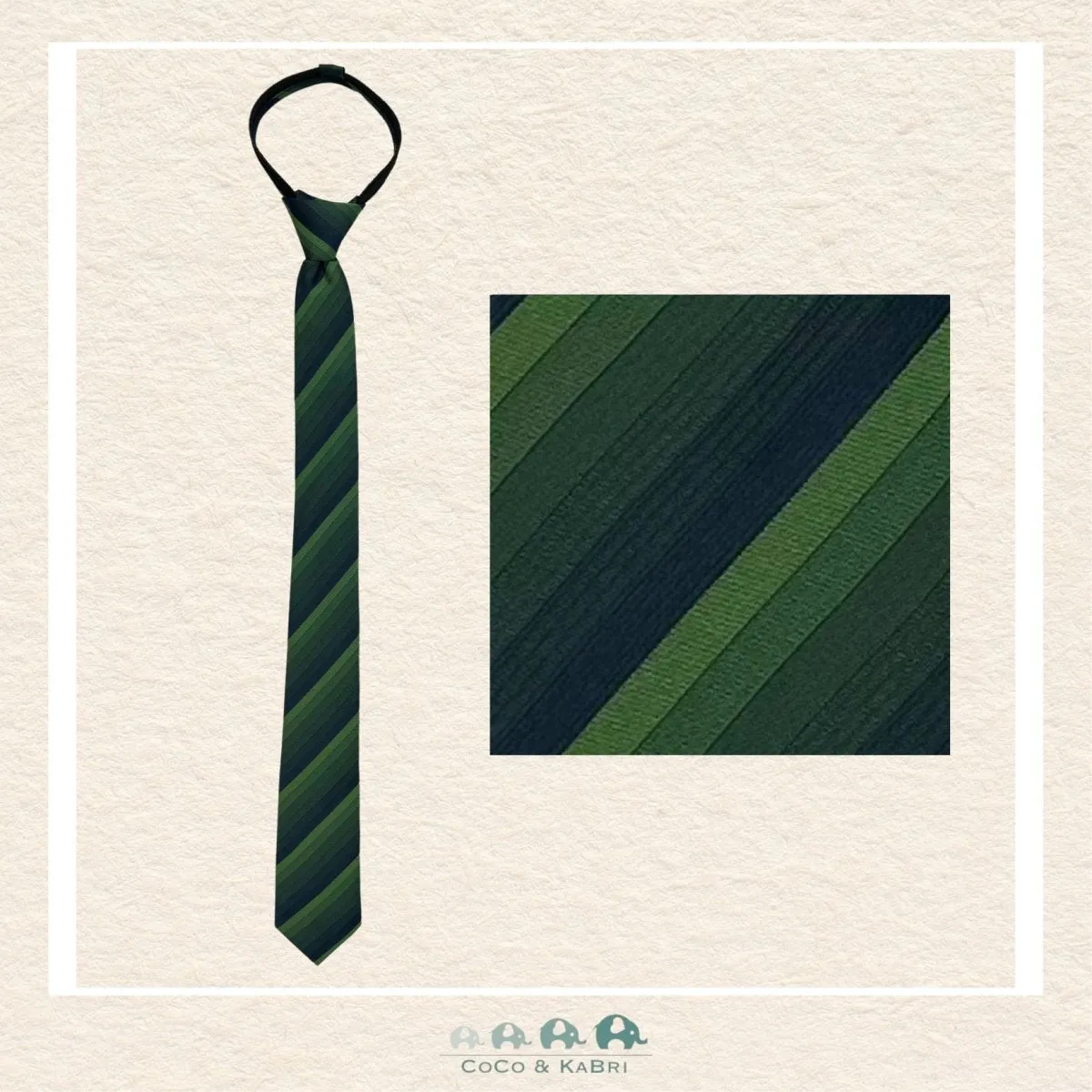Boys Zipper Tie - Green 14"