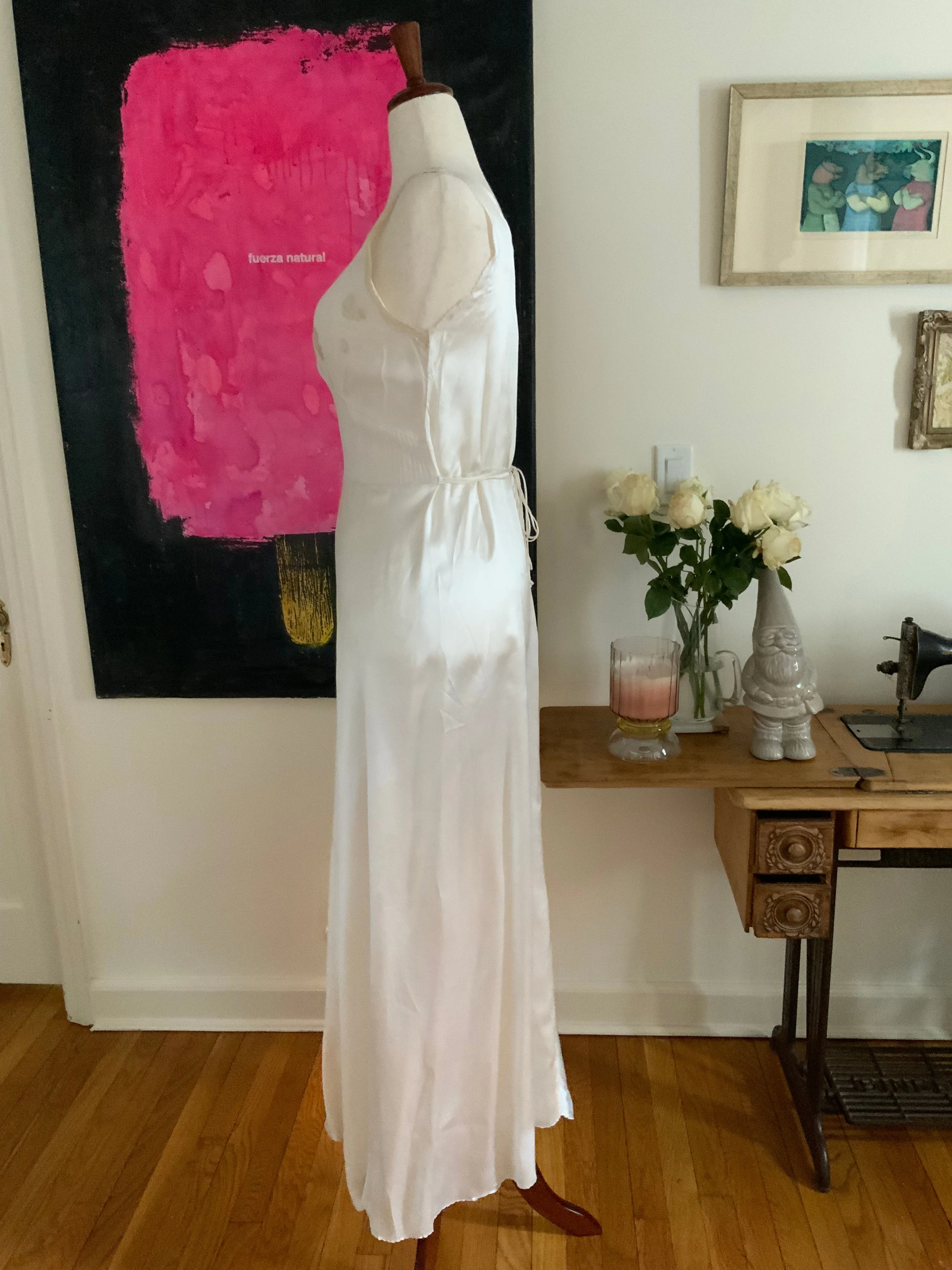 Bridal Nightgown White Satin - 40s - 40I