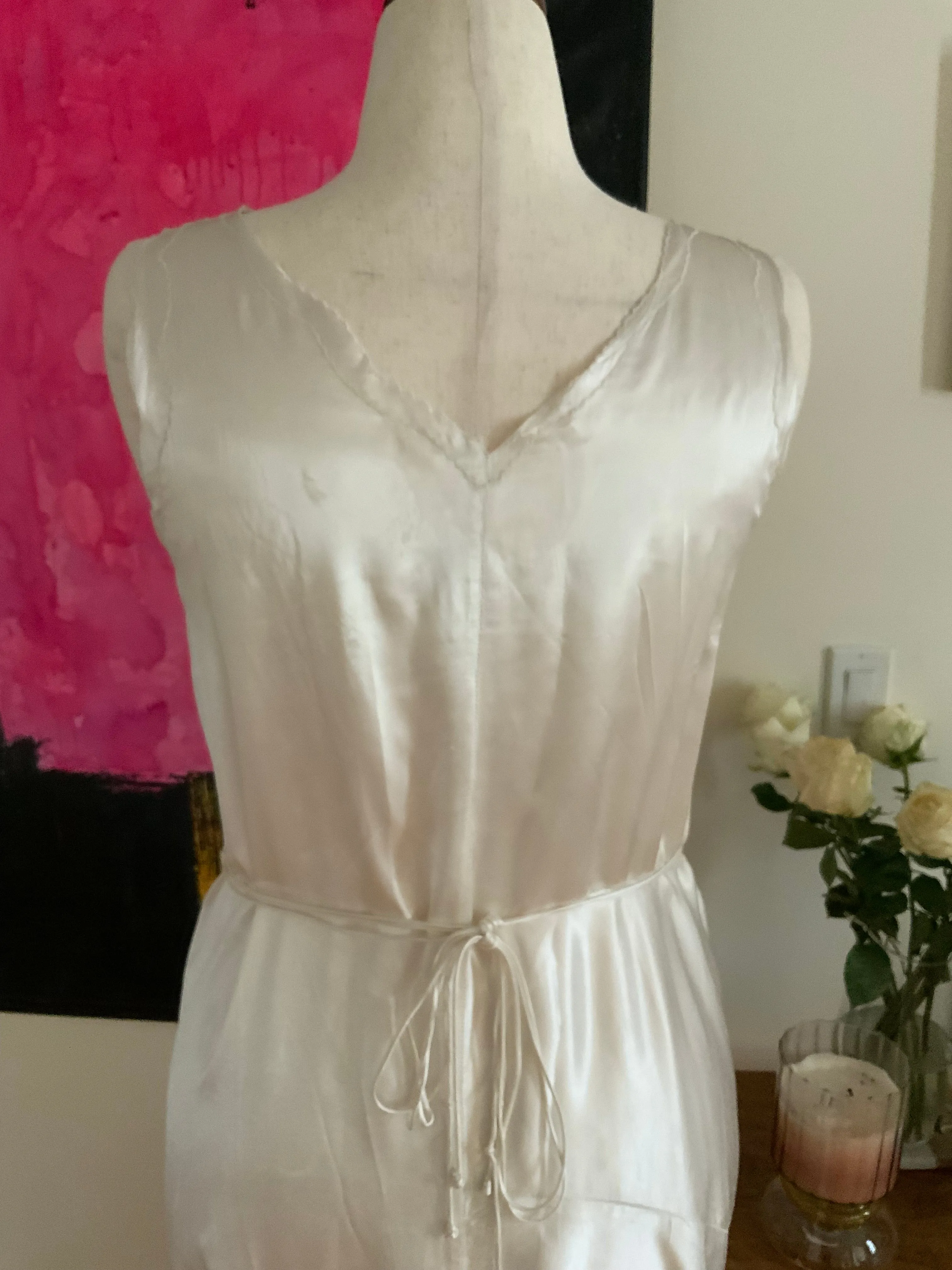 Bridal Nightgown White Satin - 40s - 40I