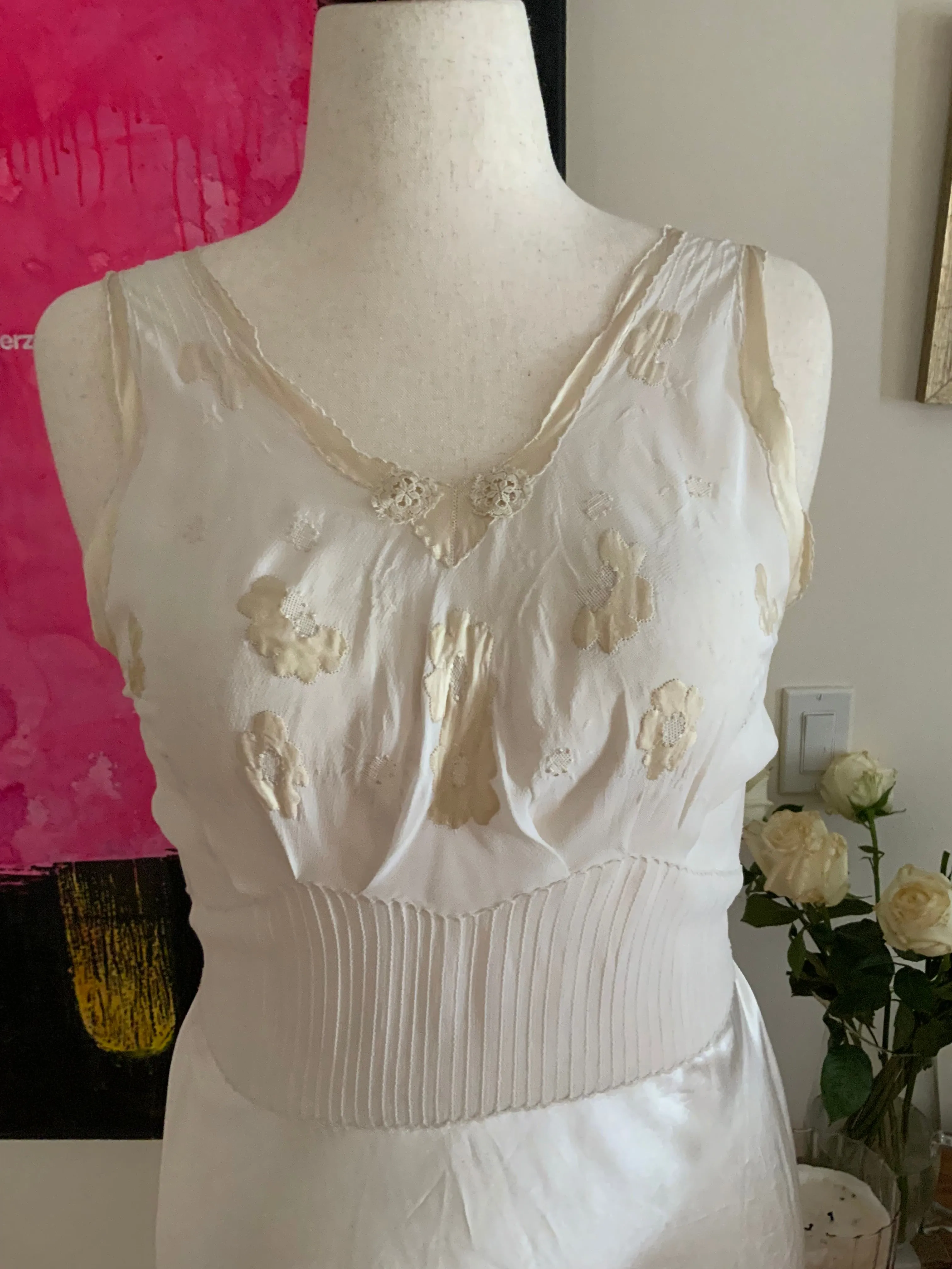 Bridal Nightgown White Satin - 40s - 40I