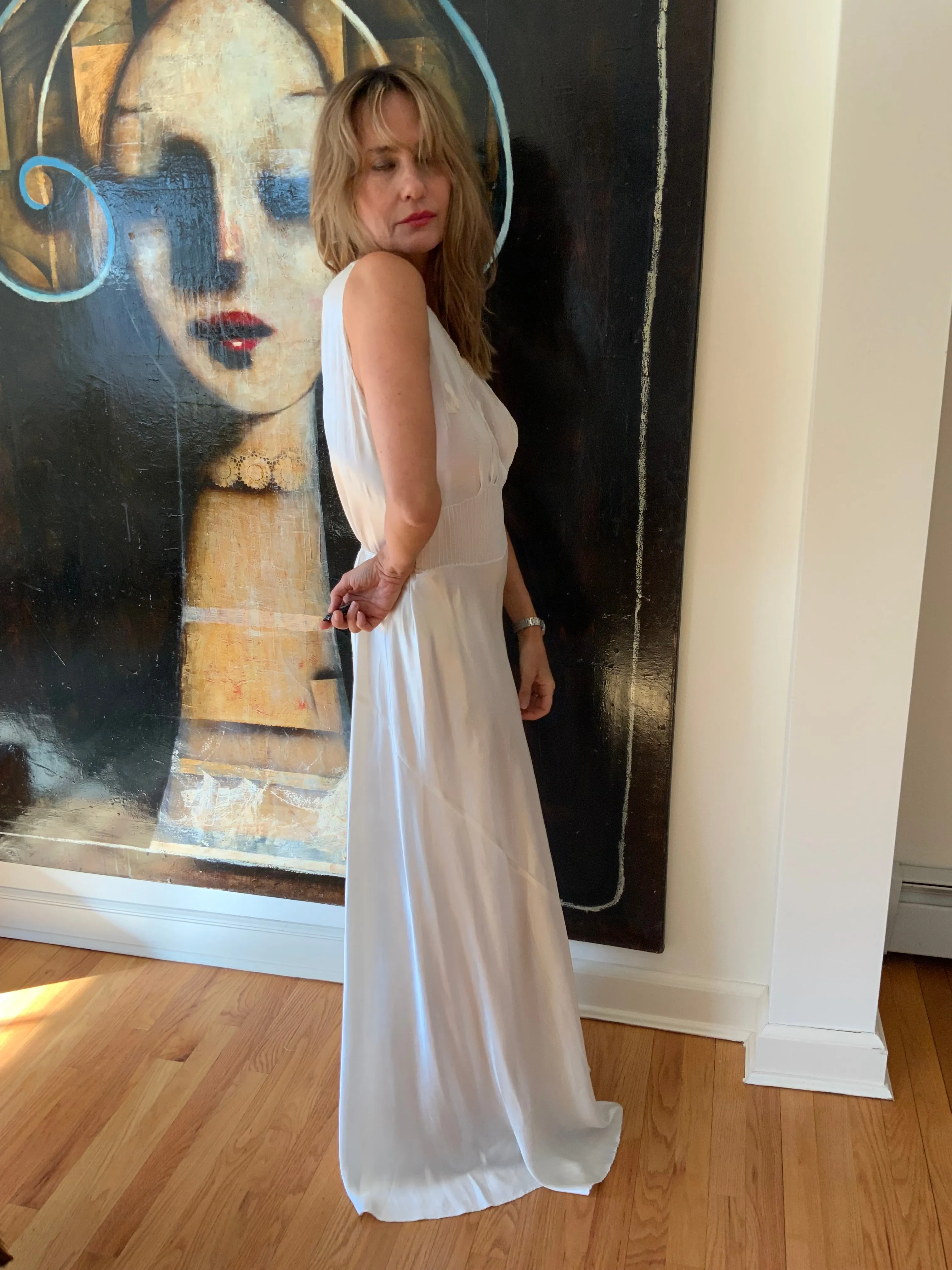 Bridal Nightgown White Satin - 40s - 40I