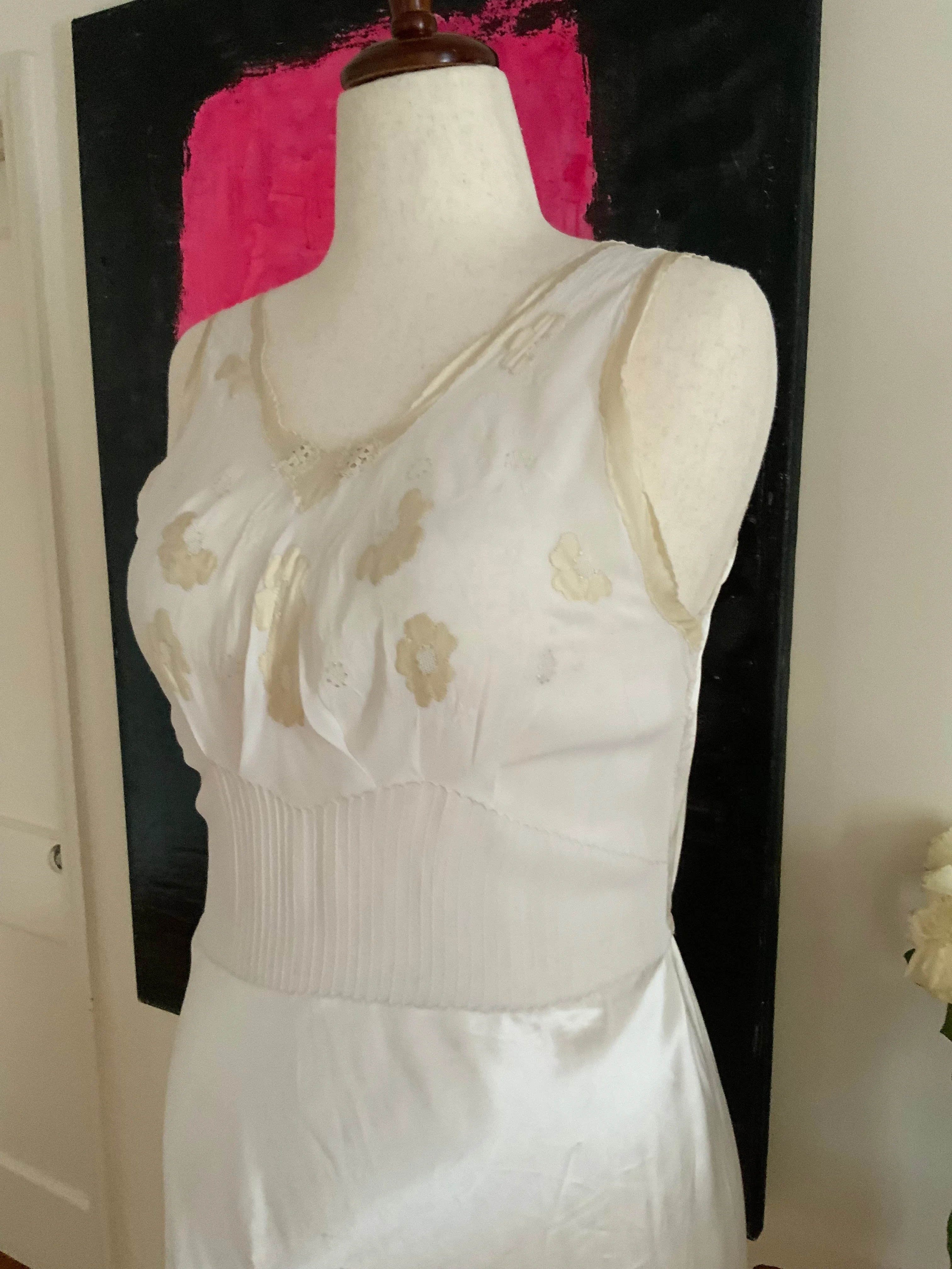 Bridal Nightgown White Satin - 40s - 40I