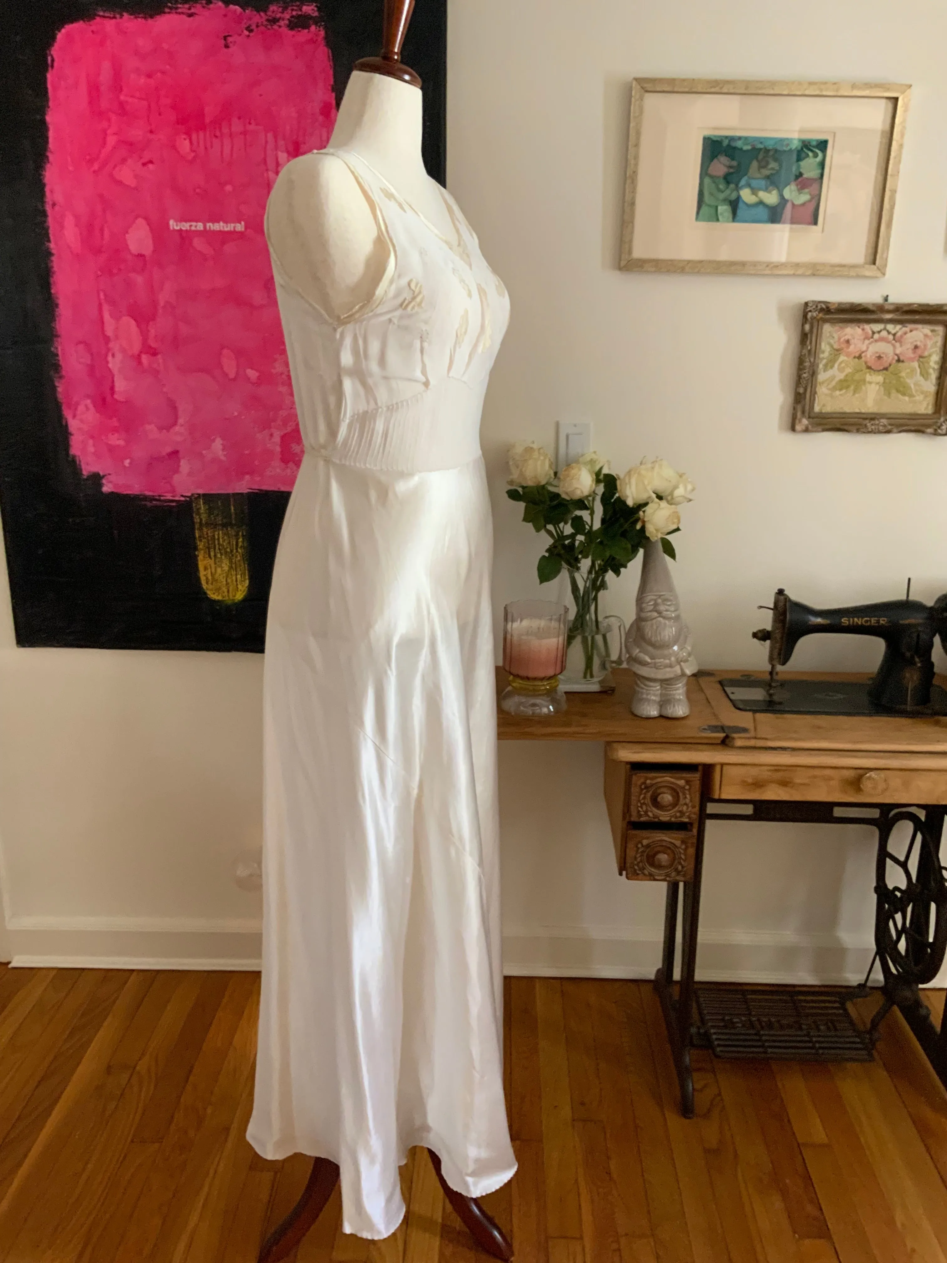 Bridal Nightgown White Satin - 40s - 40I