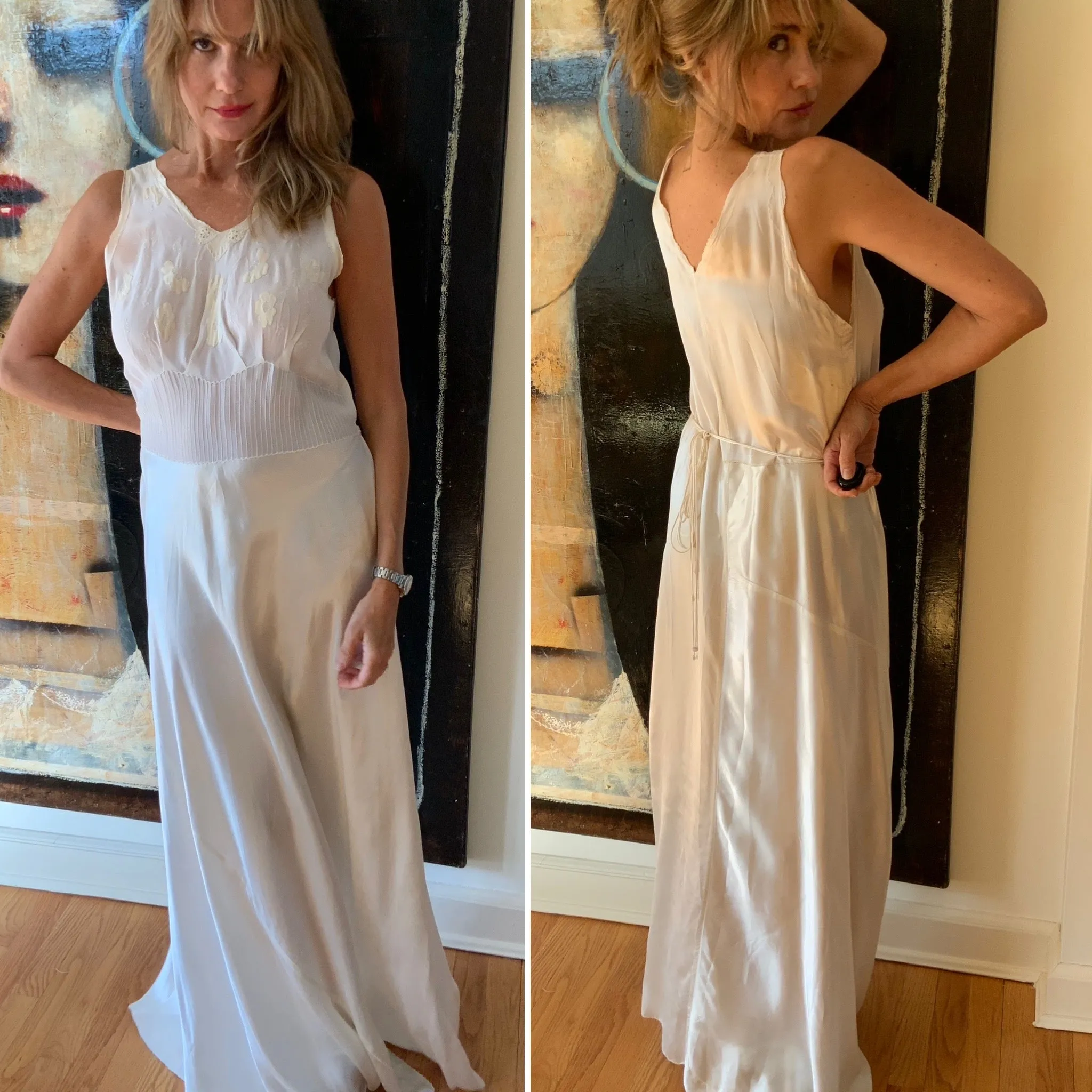 Bridal Nightgown White Satin - 40s - 40I