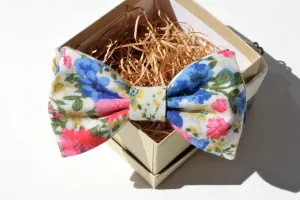 Bright Pink & Blue Floral Children's Bow Tie