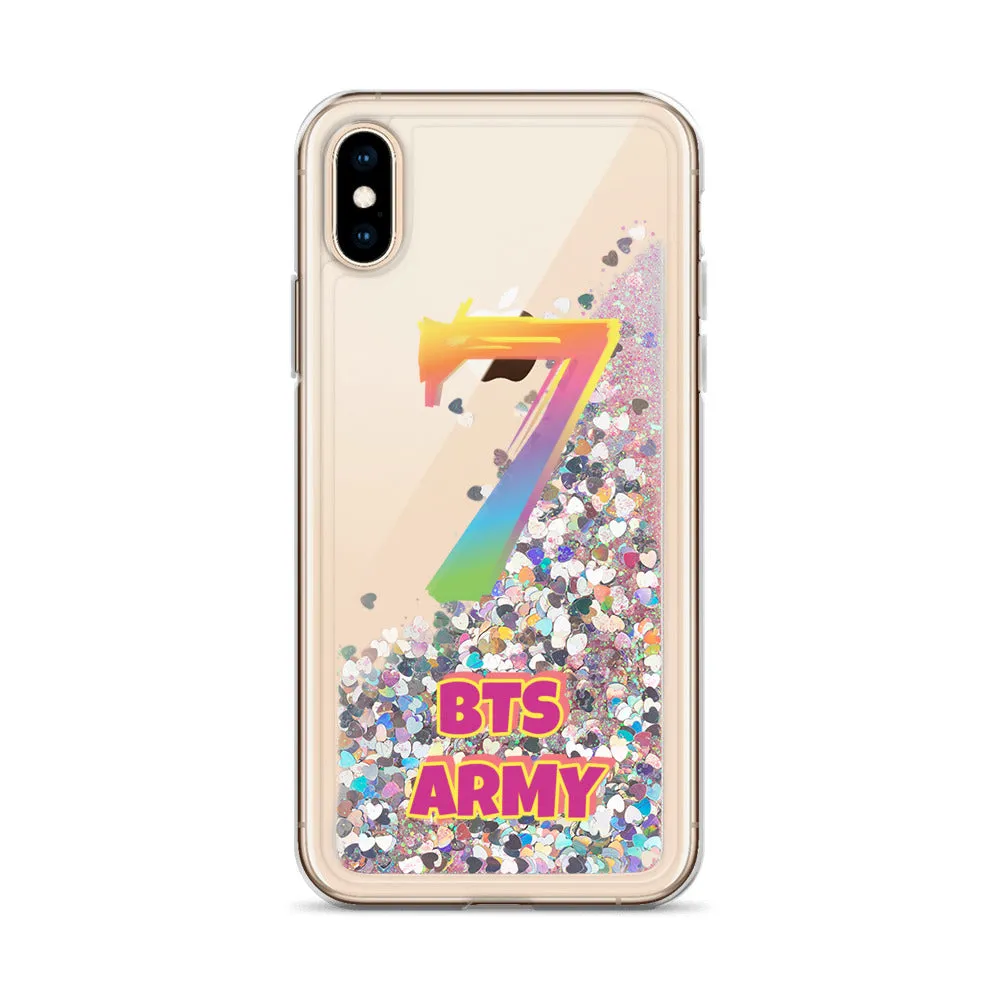 BTS Army "7" Liquid Glitter Phone Case for iPhone