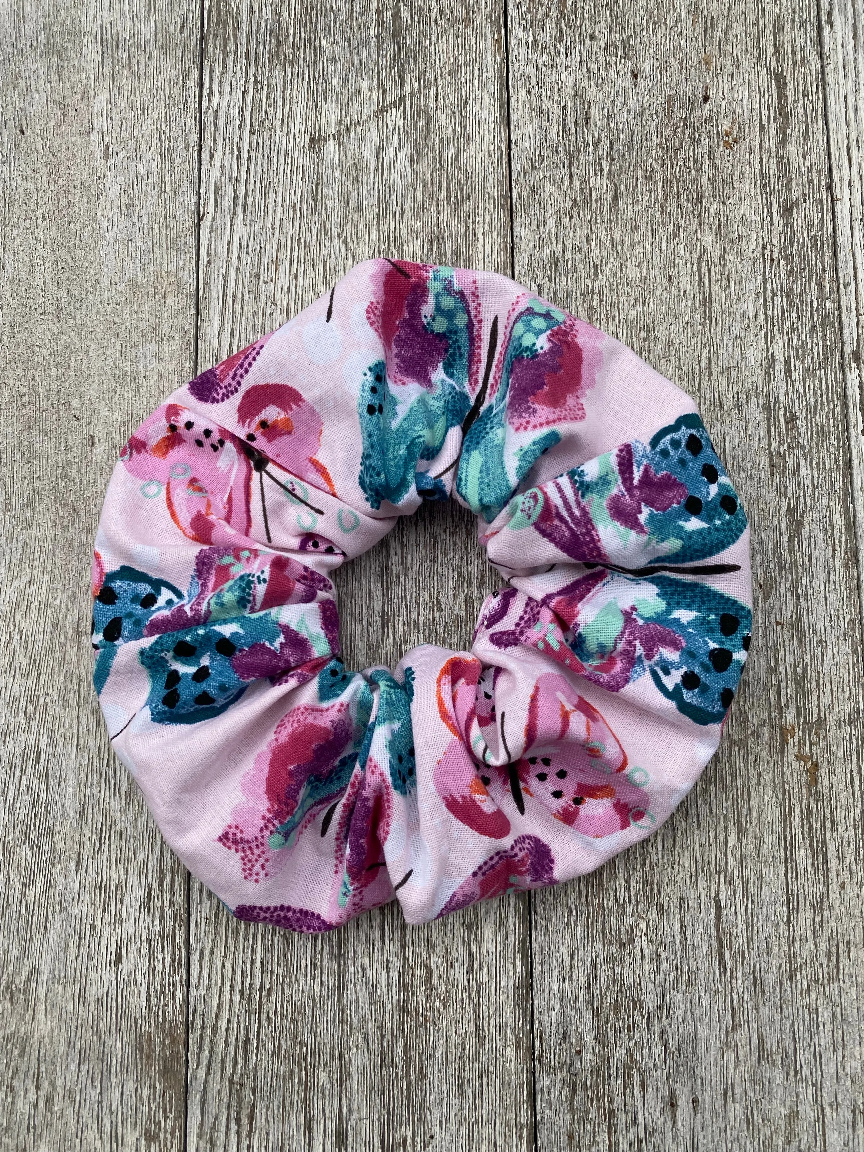 Butterfly Pink Scrunchie Hair Tie
