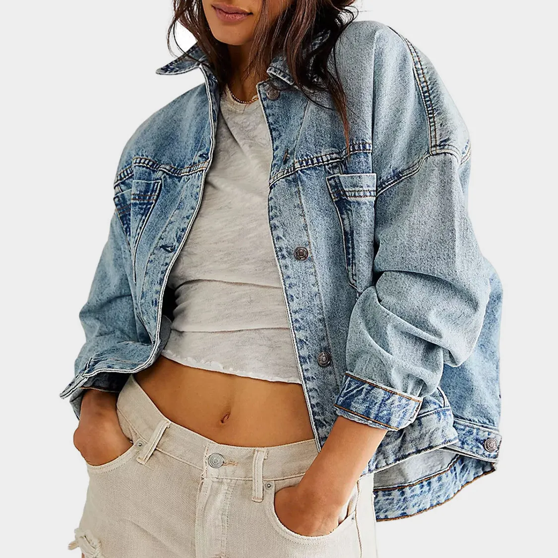 Button Up Long Sleeve Denim Jacket