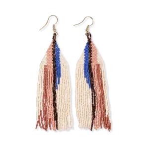 Camielle Stripe Fringe Earrings Rust Lapis