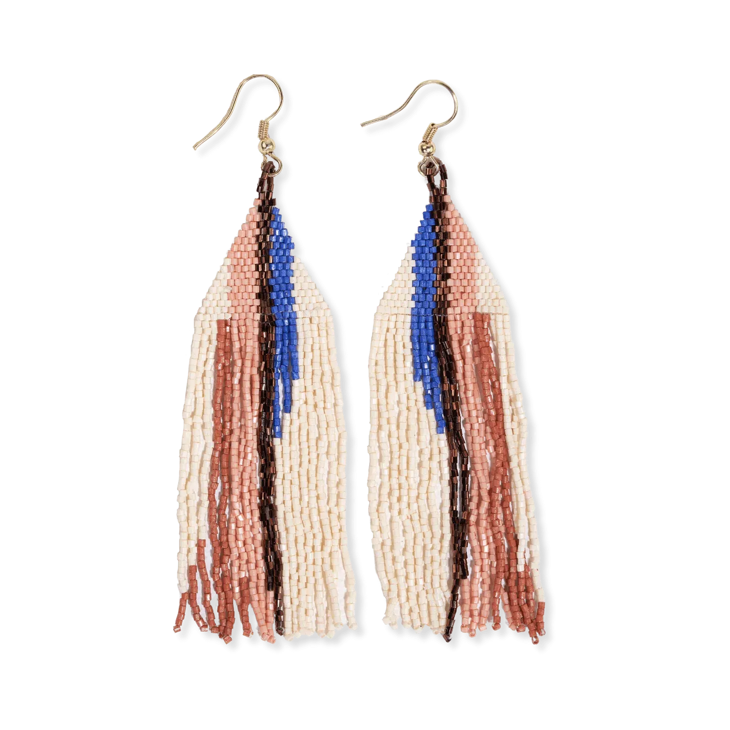 Camielle Stripe Fringe Earrings Rust Lapis