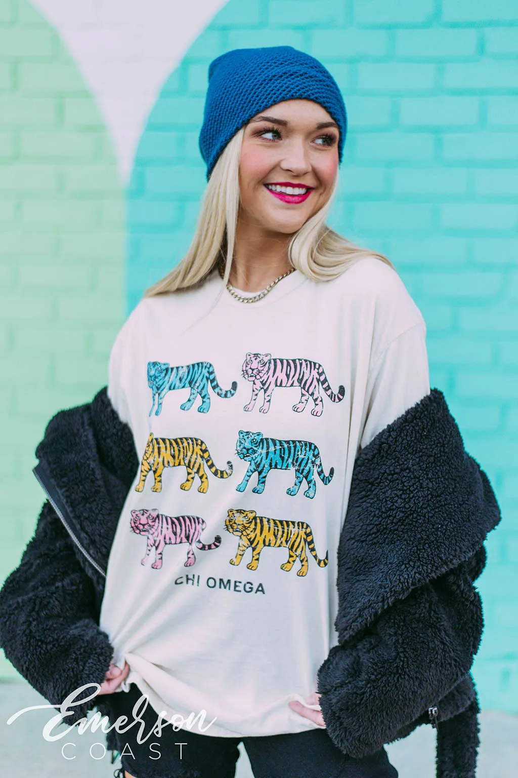 Chi Omega Retro Tiger PR Tshirt