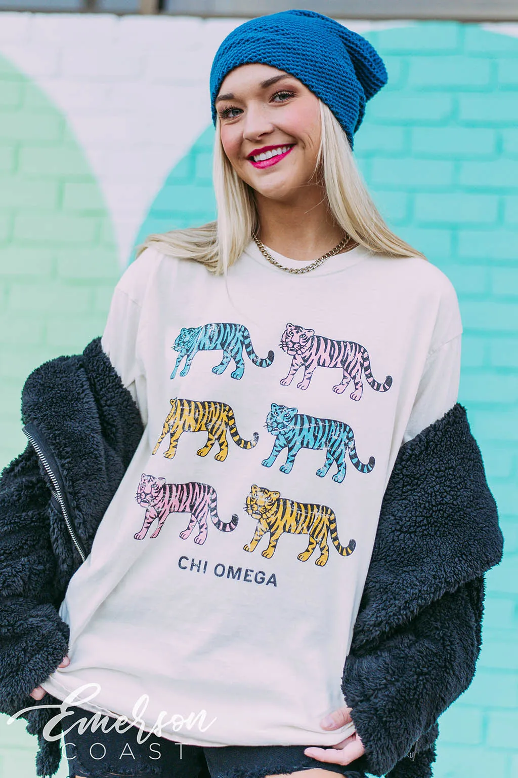 Chi Omega Retro Tiger PR Tshirt