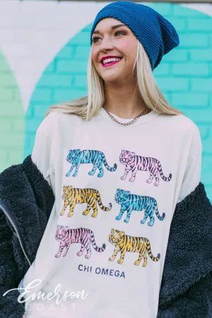 Chi Omega Retro Tiger PR Tshirt