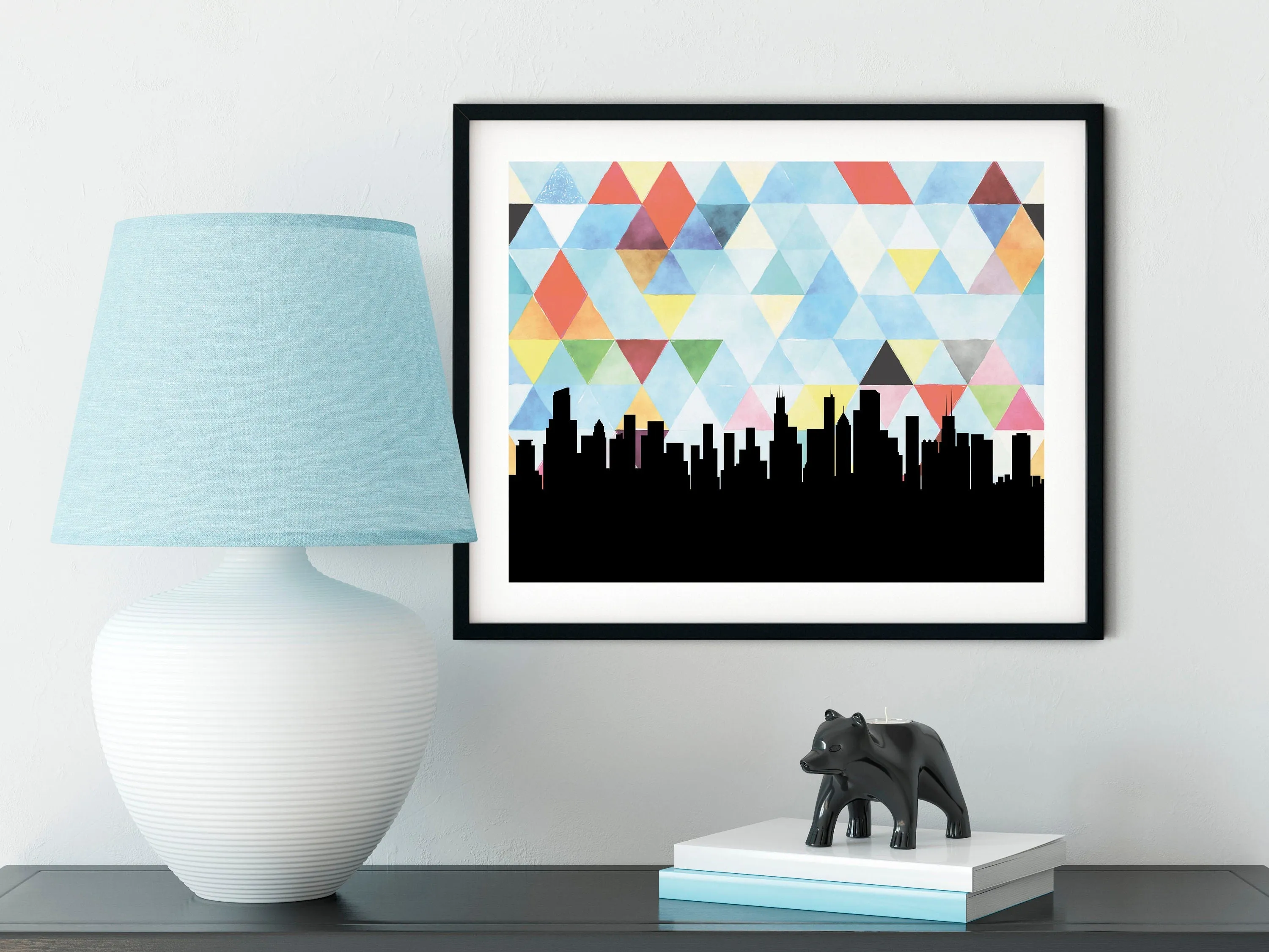 Chicago wall art, Chicago skyline art, Chicago art print, Chicago print, Chicago, Illinois print, Illinois decor, Chicago flag background