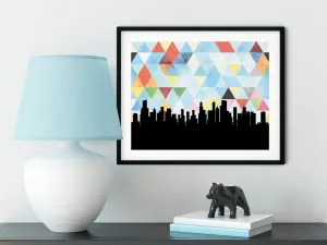 Chicago wall art, Chicago skyline art, Chicago art print, Chicago print, Chicago, Illinois print, Illinois decor, Chicago flag background