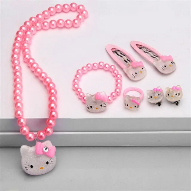 Children Hair  & Jewelry Accessories Set  1set=7pcs
