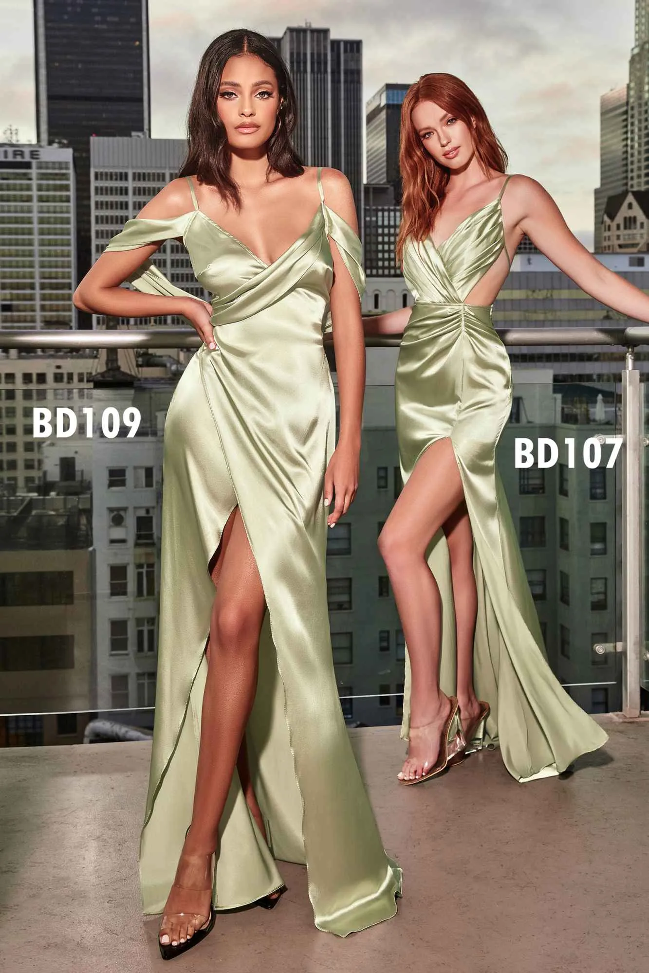 Cinderella Divine BD109 Long Satin Cowl Back Wrap Dress