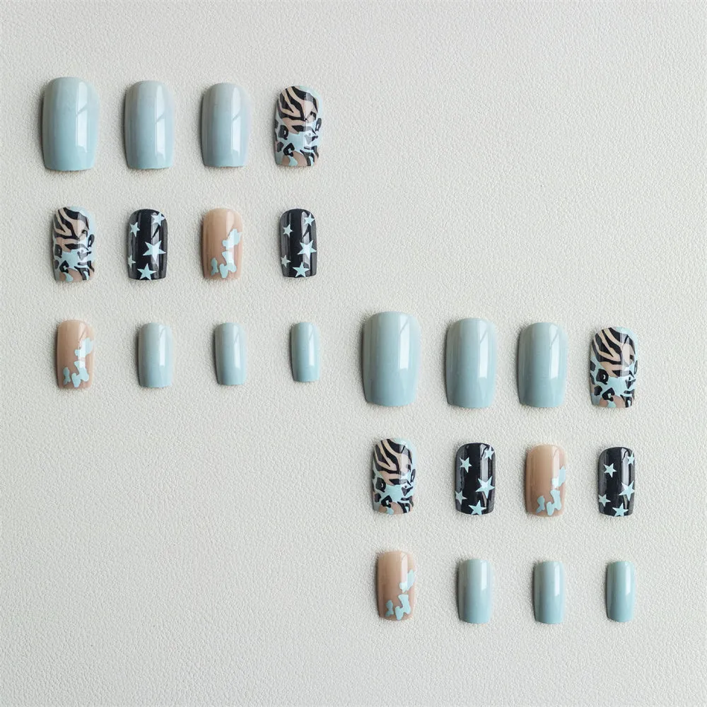 Coffin Geometric Leopard Stars Blue