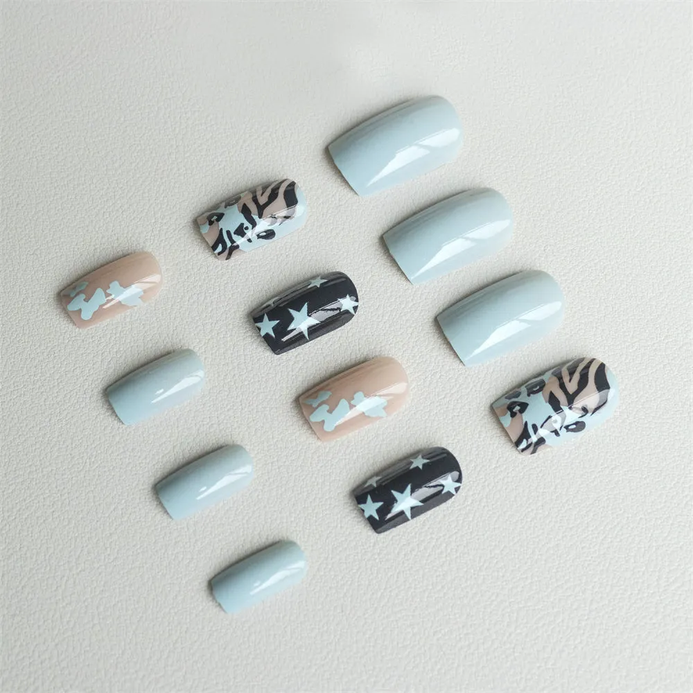 Coffin Geometric Leopard Stars Blue