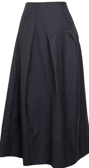 COMME des GARCONS JAPAN. TRICOT. Navy Wool Striped Skirt