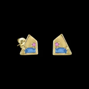 Corvus Aquamarine and Pink Sapphire Earrings