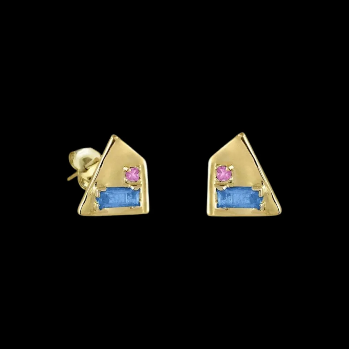 Corvus Aquamarine and Pink Sapphire Earrings