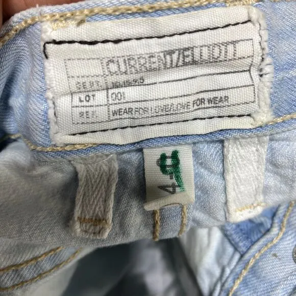 Current Elliott Boyfriend The Rolled Shorts Size 24/0 Jeans Denim Open Sky Blue