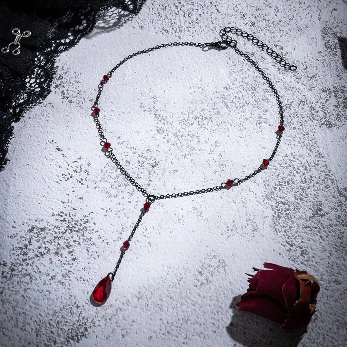 Dainty Crystal Pendant Y Necklace