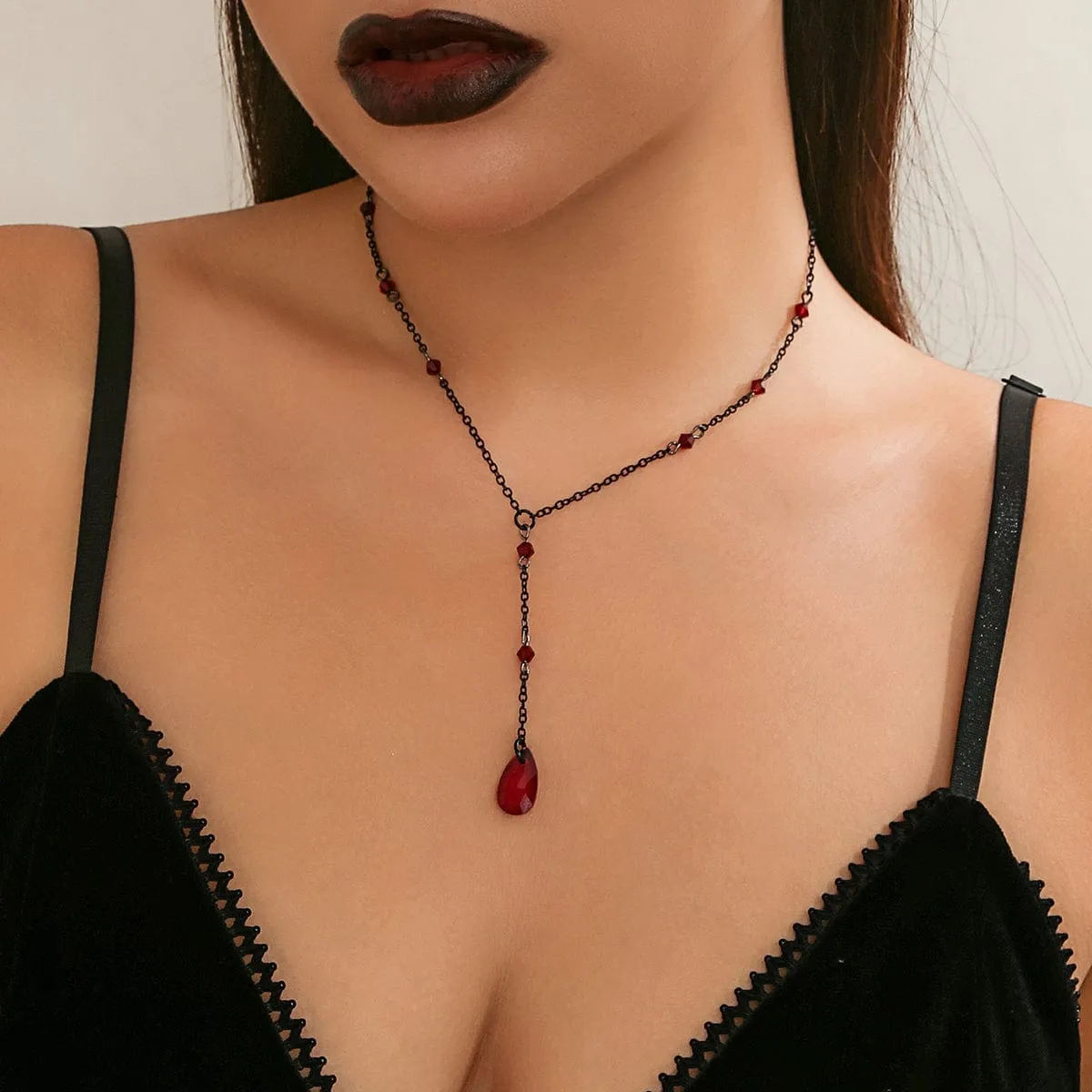 Dainty Crystal Pendant Y Necklace