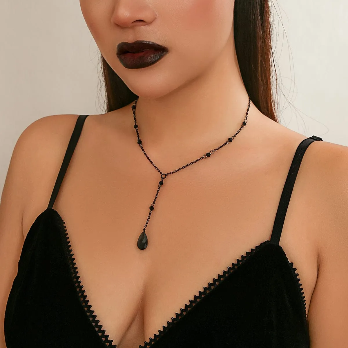 Dainty Crystal Pendant Y Necklace