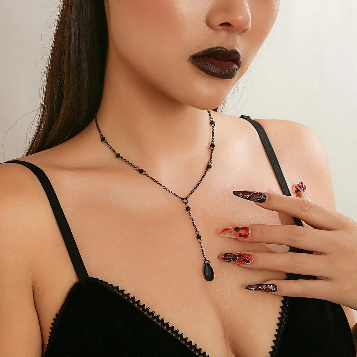 Dainty Crystal Pendant Y Necklace