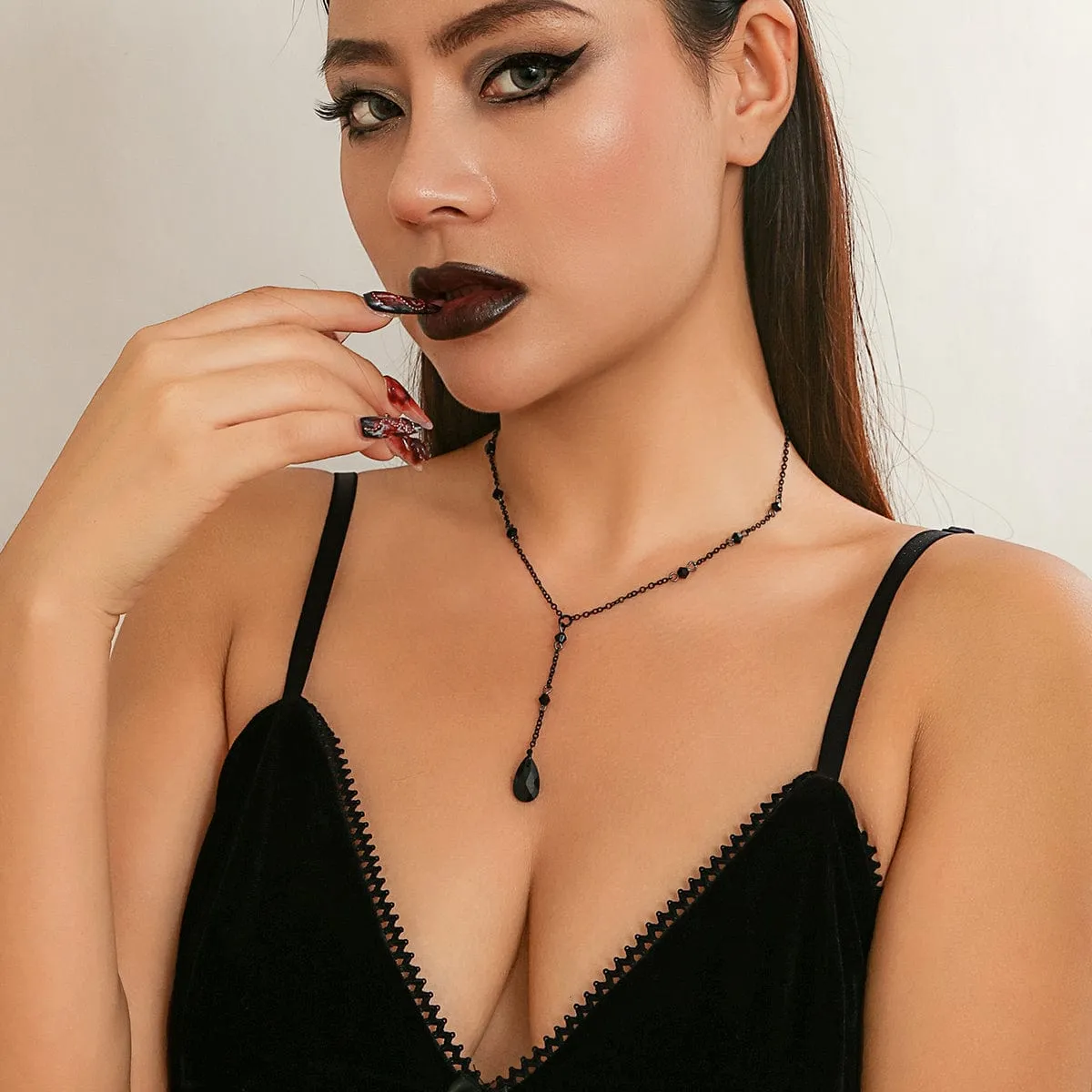 Dainty Crystal Pendant Y Necklace