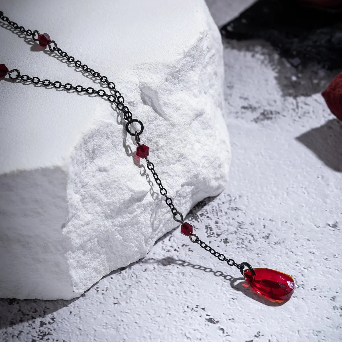 Dainty Crystal Pendant Y Necklace